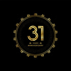 31st anniversary with a golden number in a classic floral design template