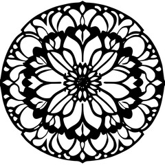 Flower clipart vector design black and white