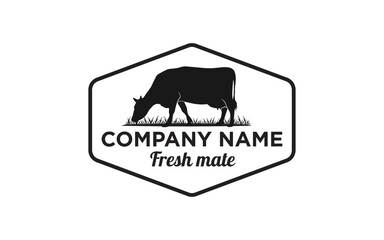 Vintage Cattle Angus Beef Emblem Label logo design vector, . Best for Cattle Ranch logo template