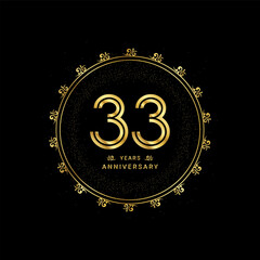 33rd anniversary with a golden number in a classic floral design template