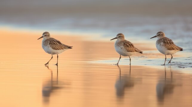 Group of sandpipers on the beach