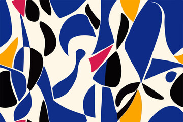 Abstract simple organic shapes pattern. Collage contemporary print. Fashionable retro template for design. Modern ethnic style