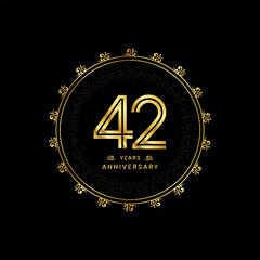 42nd anniversary with a golden number in a classic floral design template