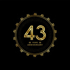 43rd anniversary with a golden number in a classic floral design template