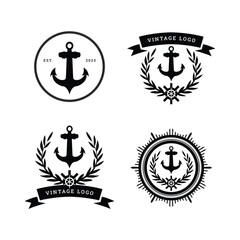 icon set, Set of vintage nautical labels, icons and design elements anchor badge