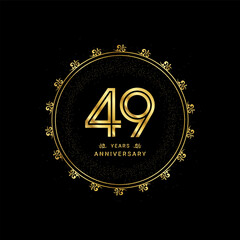 49 years anniversary with a golden number in a classic floral design template