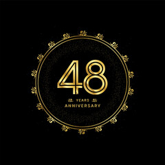 48 years anniversary with a golden number in a classic floral design template