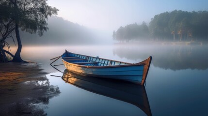 Lonely boat at lake