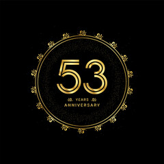 53rd anniversary with a golden number in a classic floral design template