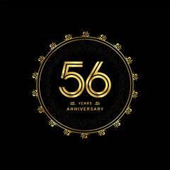 56 years anniversary with a golden number in a classic floral design template