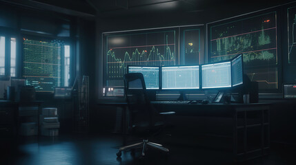 Plakat Stock market and trading, digital graph, unreal engine, cinematic. Generative AI
