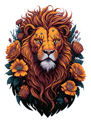 Obraz premium lion with flowers