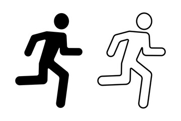 男性がランニングするシルエット、速く走る人のベクターアイコンイラスト素材 - obrazy, fototapety, plakaty
