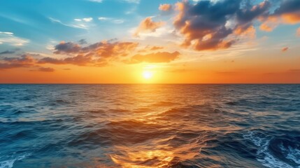 Sunset over horizon in tropical sea