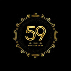 59 years anniversary with a golden number in a classic floral design template