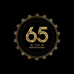 65 years anniversary with a golden number in a classic floral design template