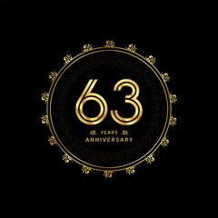 63rd anniversary with a golden number in a classic floral design template