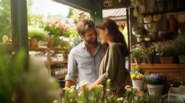 Couple Shopping for Plants in a Garden Shop