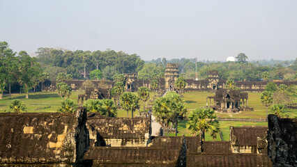 View on the surroundings from the angkor wat temple