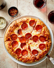 Fresh baked cheesy pizza