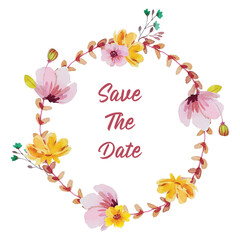 watercolor flower frame and wreath template