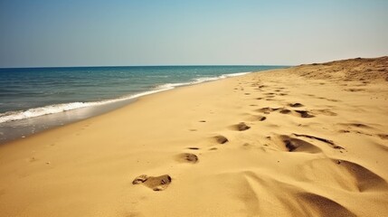 Fototapeta na wymiar Empty and serene beach with sand and water