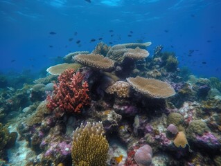 Naklejka na ściany i meble Vibrant Life of the Coral Reef, AI Generated