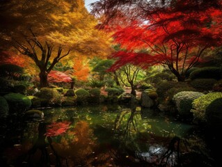 Autumn Colors in the Japanese Garden, AI Generated