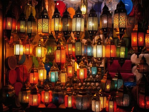 Warm Glow of the Moroccan Souk, AI Generated