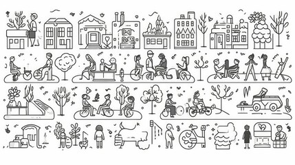 Vector illustration of various doodle characters