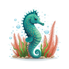 Obraz premium vector cute seahorse cartoon style