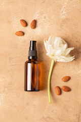 Spa bottle, almond oil. Face and body care. Almond.