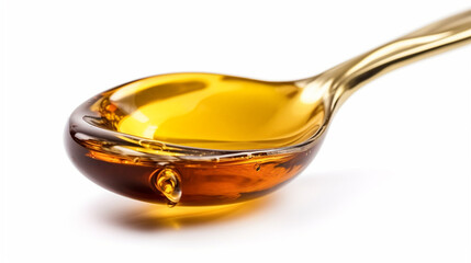 Spoon of cooking oil isolated on white background Ai generated image