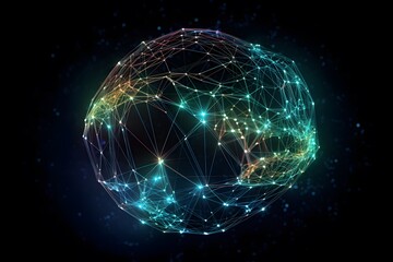Naklejka na ściany i meble global social network abstract image. Neural network, artificial intelligence, Generative AI