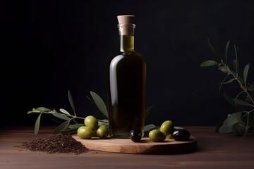 illustration, bottle of olive oil, ai generative.