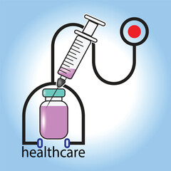 illustration vector graphic stethoscope, syringe and medicine in bottle