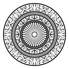 Circular pattern in the form of a mandala with swallow