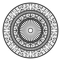 Circular pattern in the form of a mandala with swallow