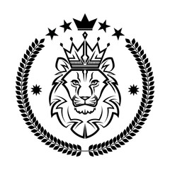 lion king vintage logo line art