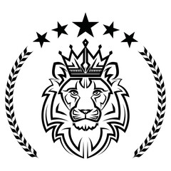 Fototapeta premium lion king vintage logo line art