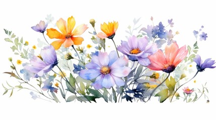 Watercolor illustration of colorful flowers