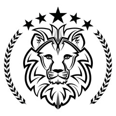 Fototapeta premium lion king vintage logo line art