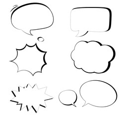 A set of comic bubbles text space on white transparent background, Vector illustration 
