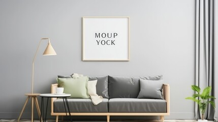 Mockup poster frame in modern interior background