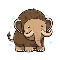 vector cute mammoth cartoon style