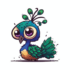 Fototapeta premium vector cute peacock cartoon style