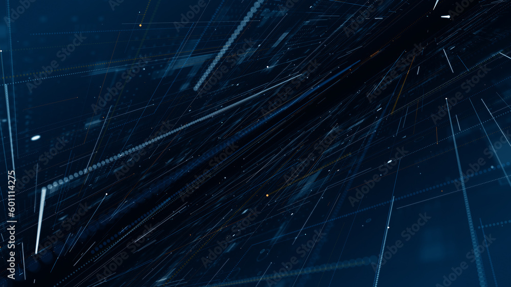 Poster blue digital line and grid data matrix simulation perspective technology abstract background concept