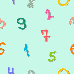 Hand-drawn numbers seamless pattern