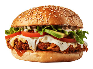 Cemita sandwich in transparent background. Generative AI.