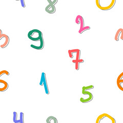 Hand-drawn numbers seamless pattern